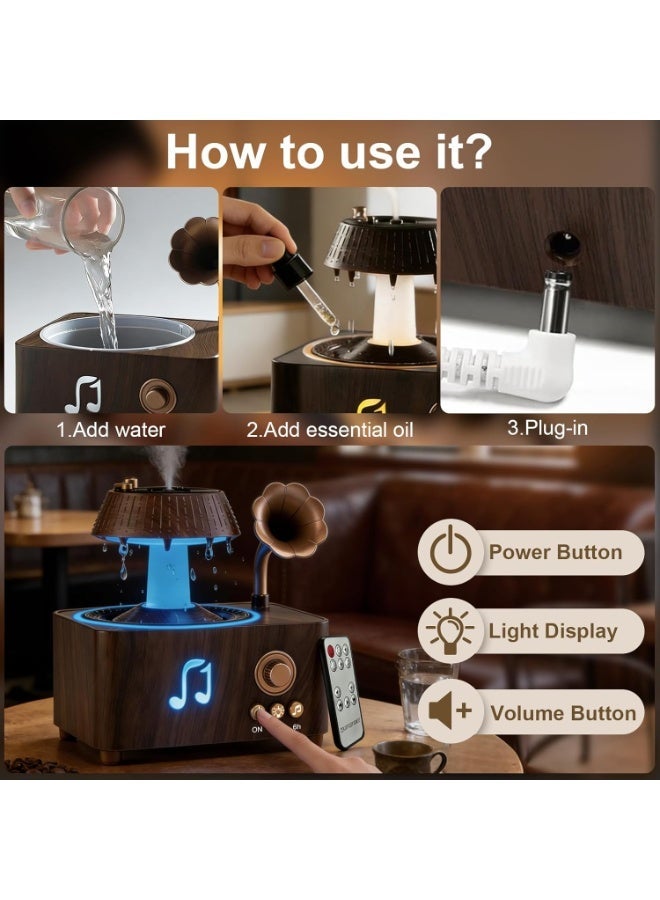 Eworld Rain Drop Humidifier 250ml Cool Mist & Essential Oil Diffuser | Bluetooth Speaker with Raindrop Sound & Natural White Noise | 7-Color LED Night Light | Auto Shut-Off | Bedroom Home Office | 17 × 18.8 × 14.5 cm - Image 3